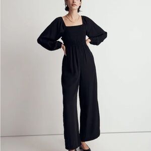 Madewell Lucie black tie-back long sleeve jumpsuit